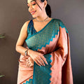 Peach Soft Katan Silk Saree