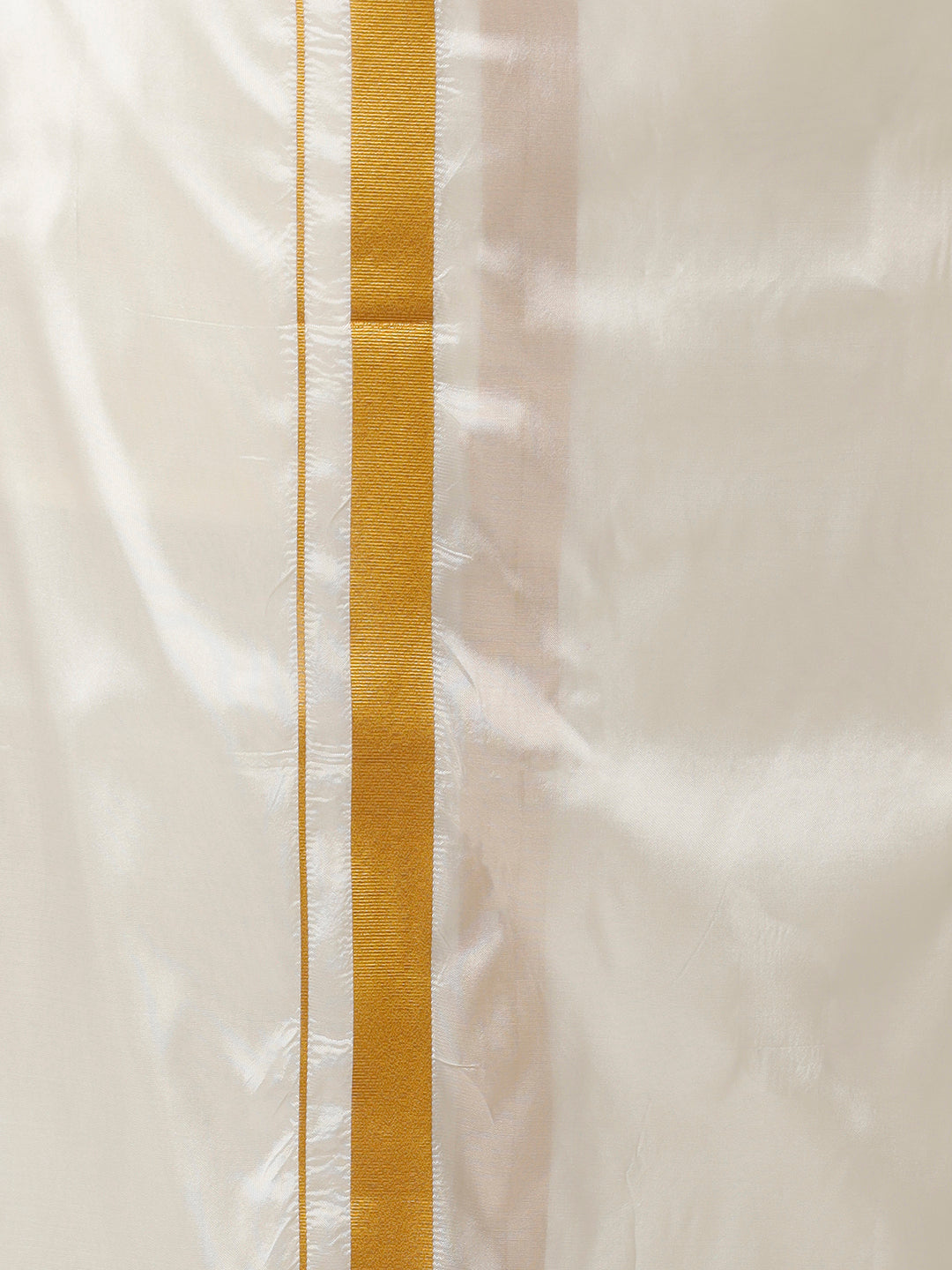 Men Art Silk Double Layer Cream Dhoti with 3/4 Gold Jari Border Yoga