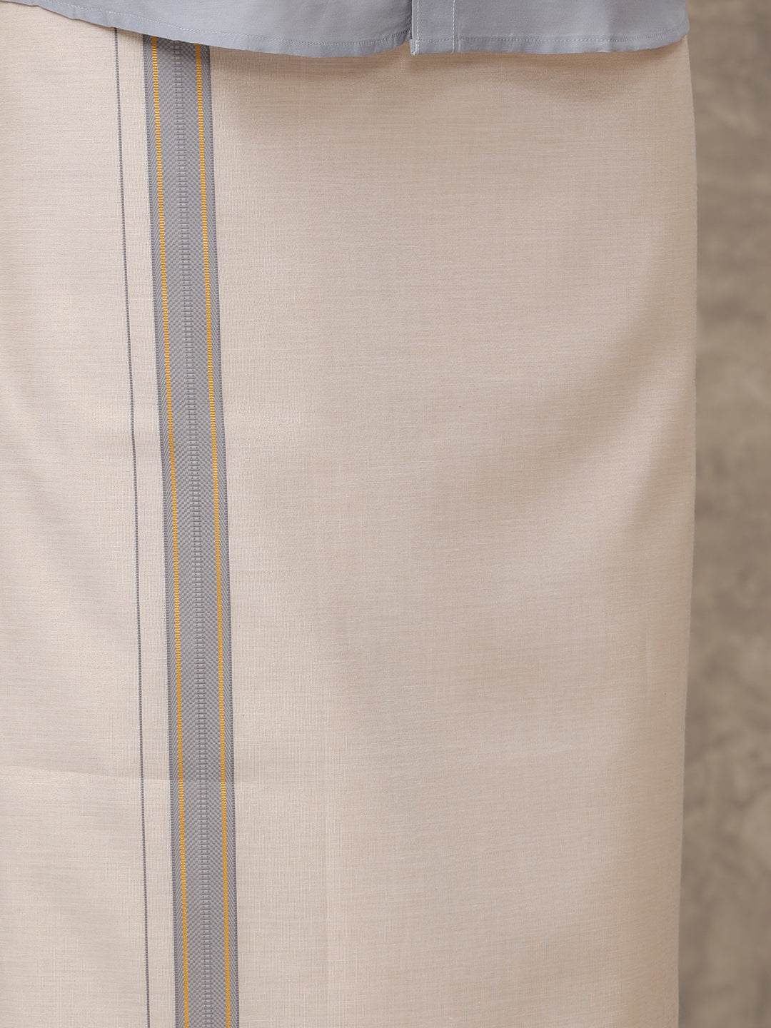 Men Grey Cotton Rich Shirt and Tissue Dhoti Set SMC8