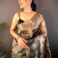 Light Maroon Tissue Striped Digital Printed Saree