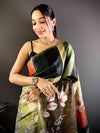 Light Green Tussar Zari Floral Saree