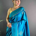 Turquoise Peacock Kolam Silk Heritage Saree