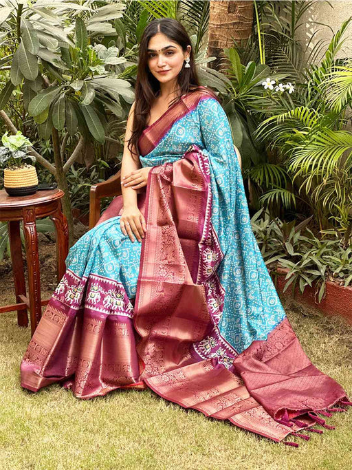Soft Silk Bandhej Digital Printed Saree