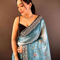 Blue Tissue Digital Print Saree