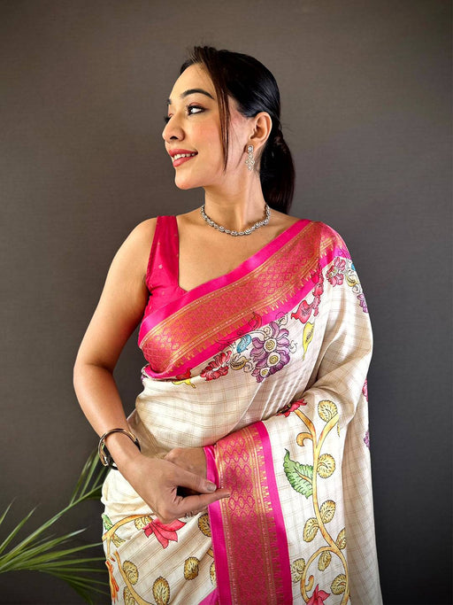 Pink Soft Gadwal Uppada Silk Saree