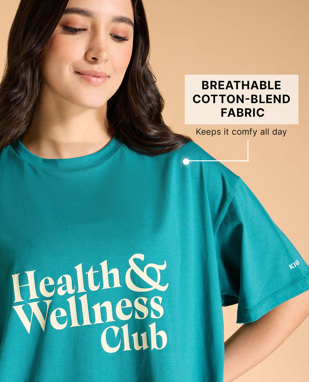 Kica Cotton Oversized Printed Graphic T Shirt Teal