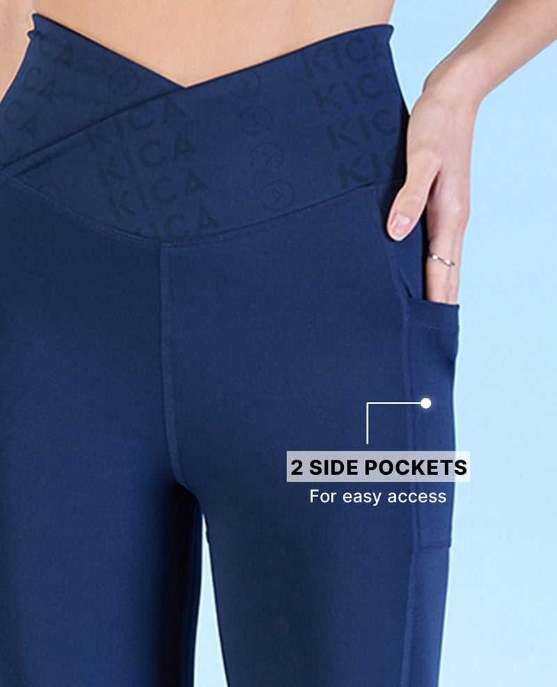 Mid Rise Criss Cross Leggings Navy Blue