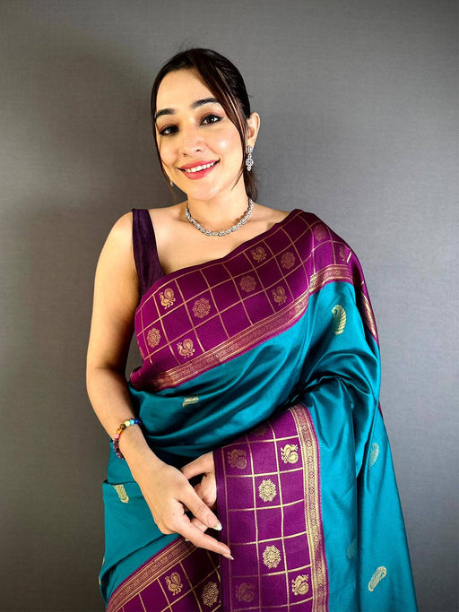 Peacock Aura Banarasi Katan Silk Saree