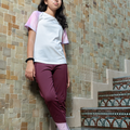 Regular Colourblock Tshirt and High Waisted Colourblock Stretchable Leggings Set