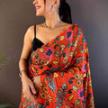 Orange Kota Doriya Kalamkari Saree