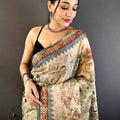 Olive Tussar Blossom Saree
