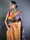 Wine Satin Pichwai Print Saree