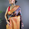 Wine Satin Pichwai Print Saree