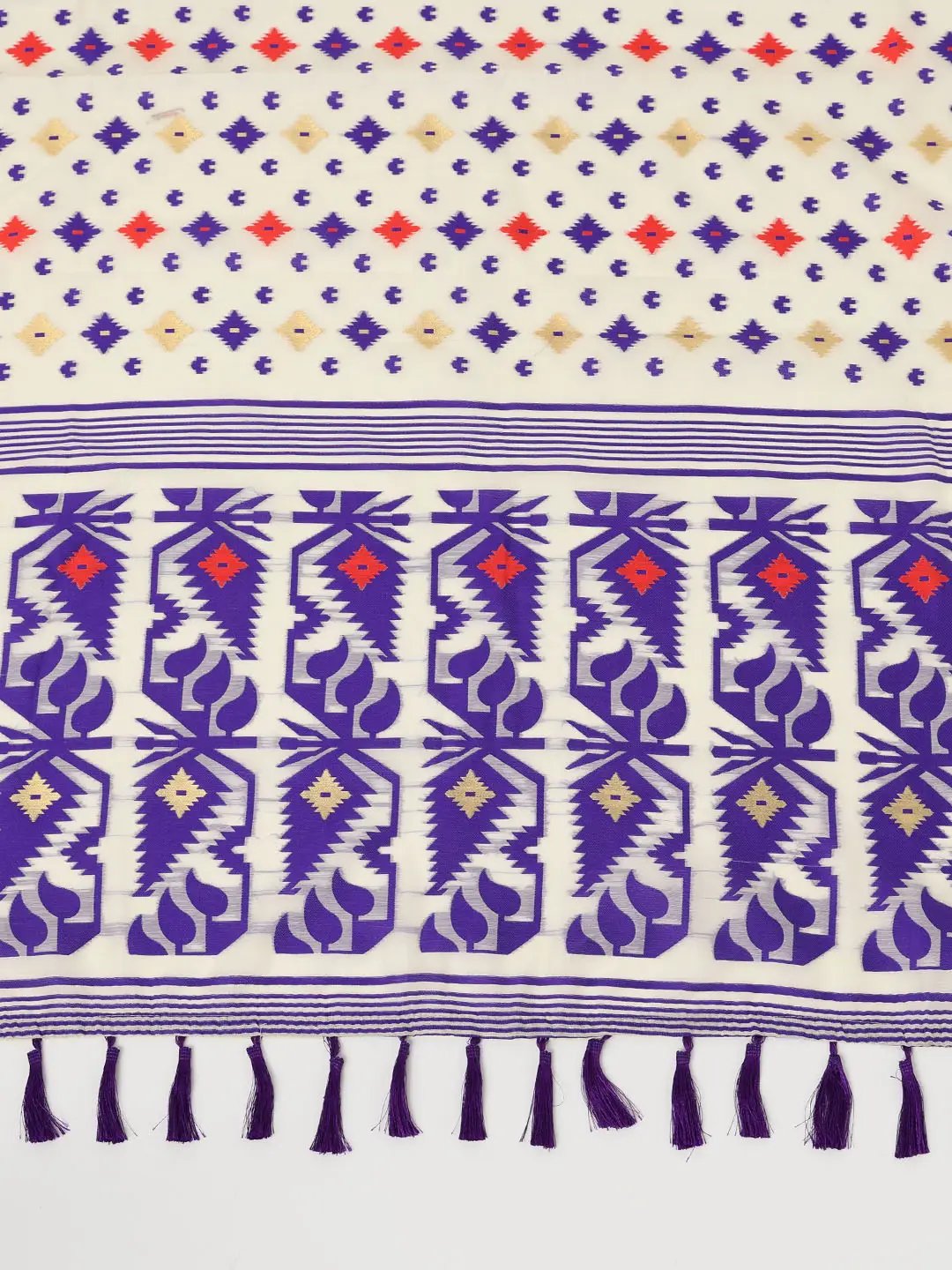 Light Purple Dhakai Jamdani Cotton Silk Saree