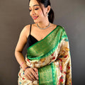 Green Banarasi Silk Pen Kalamkari Saree