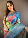Dark Blue Banarasi Ombre Print Saree
