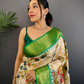 Vibrant Banarasi Kalamkari Printed Saree