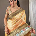 Mellow Yellow Kota Satin Border Saree