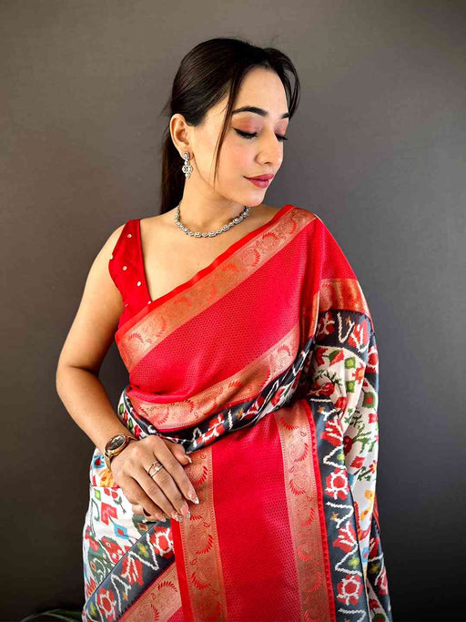 Elegant Soft Silk Ikkat Pochampally Saree