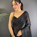 Black Art Silk Sequence Work Saree