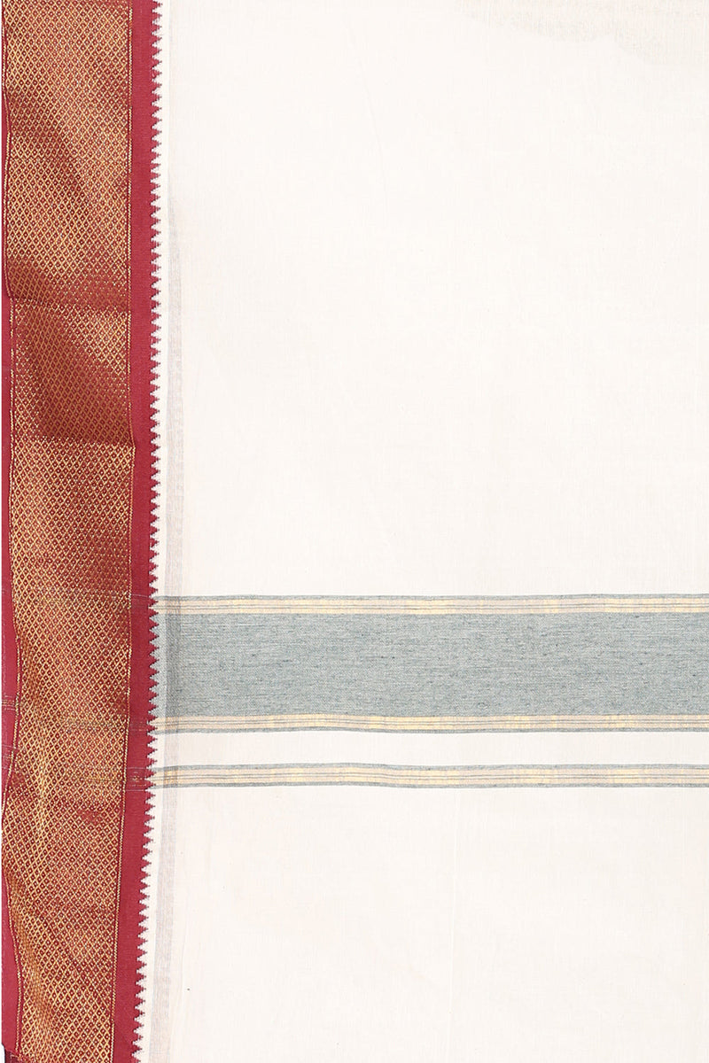 Mens Panchakacham Dhoti with Angavasthram 16 khan Jaripet Kora