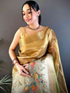 Mustard Ombre Zari Tissue Digital Print Saree