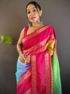 Vibrant Rainbow Ikkat Silk Saree