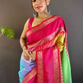 Vibrant Rainbow Ikkat Silk Saree