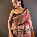 Light Brown Folklore Tissue Chanderi Saree