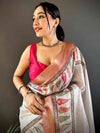 Radiant Coral Soft Silk Digital Print Saree