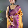 Desert Gold Chex Banarasi Silk Saree