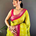 Radiant Yellow Tussar Chex Saree