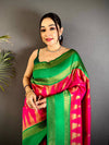 Pink Rudraksha Temple Weave Katan Silk Saree