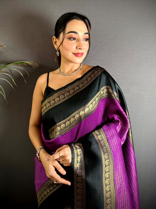Magenta Banarasi Katan Silk Saree