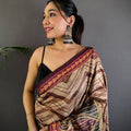 Beige Soft Dola Silk Printed Saree