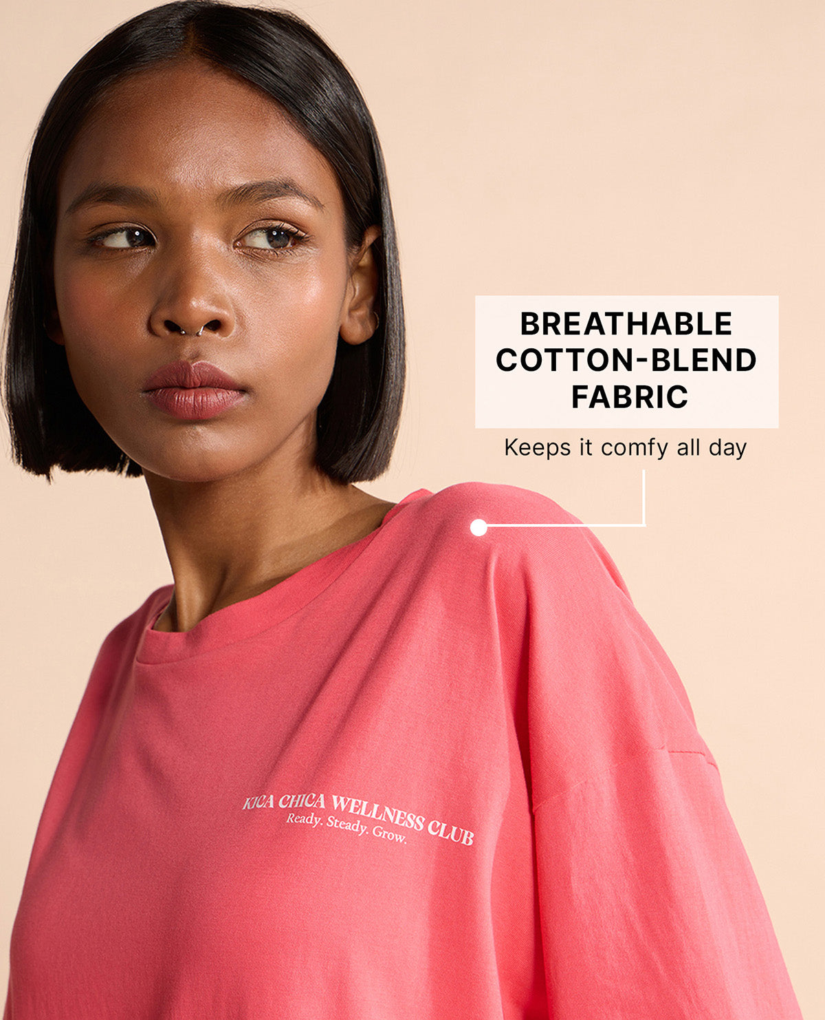 Kica Cotton Oversized Printed Graphic T Shirt Apple