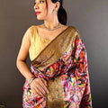 Brown Soft Gadwal Pattu Geometric Saree