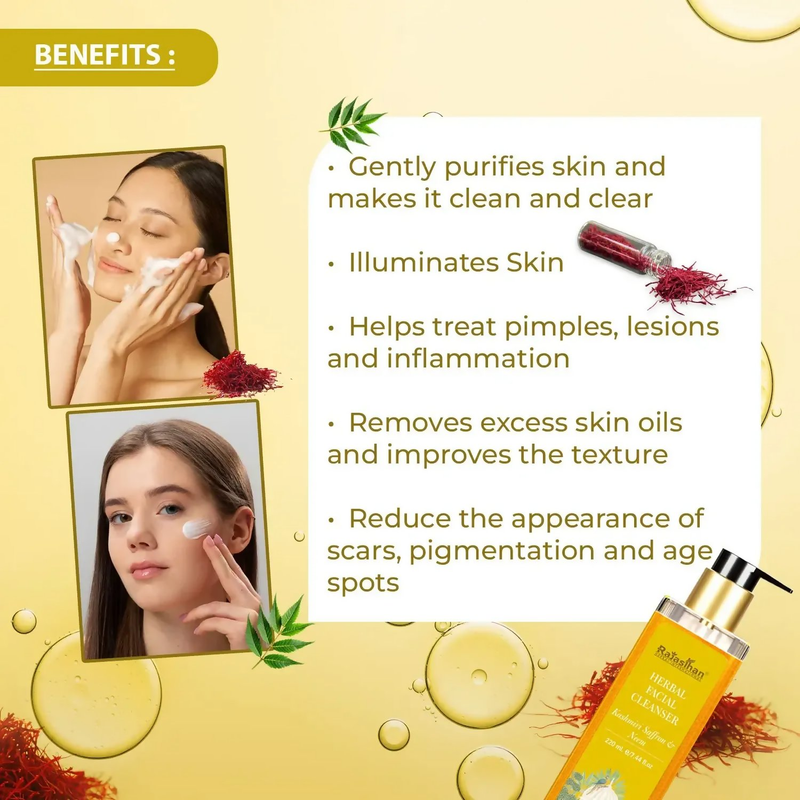 Rajasthan Herbals Herbal Facial Cleanser with Kashmiri Saffron & Neem