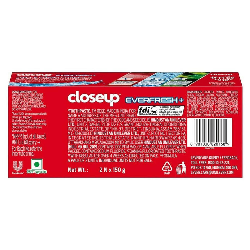 Closeup Everfresh+ Triple Fresh Formula Red Hot Gel Toothpaste (Set of 2)