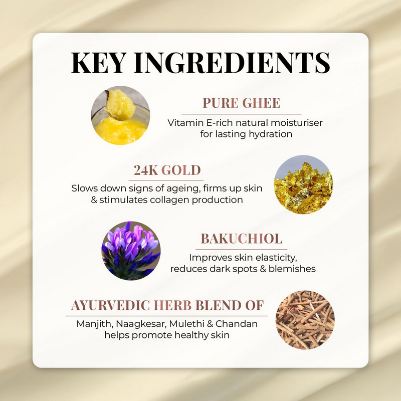 Just Herbs Pure Ghee & 24K Gold Deep Nourishing Night Treatment Cream