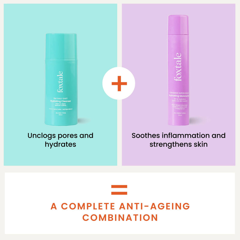 Foxtale Hydration Skin Care Kit: Cleanser Face Wash + Ceramide Supercream Moisturizer