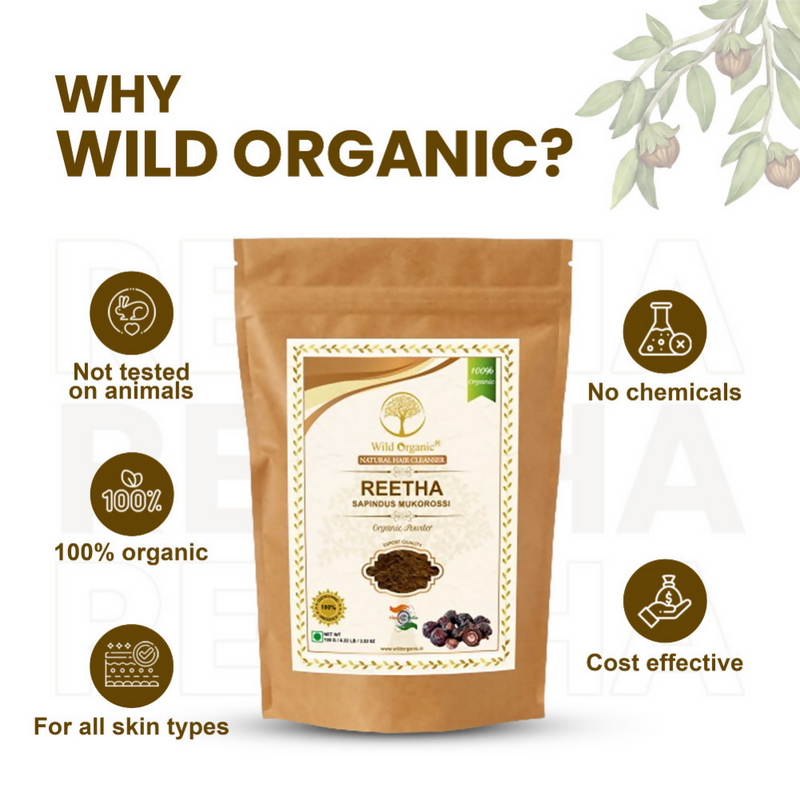 Wild Organic Reetha Powder Natural Hair Cleanser