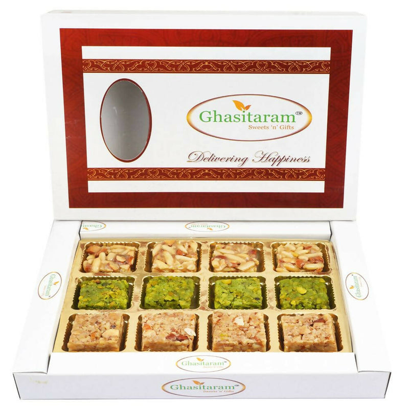 Ghasitaram Assortment of Premium Barfis Pista, Walnut & Pine Nuts