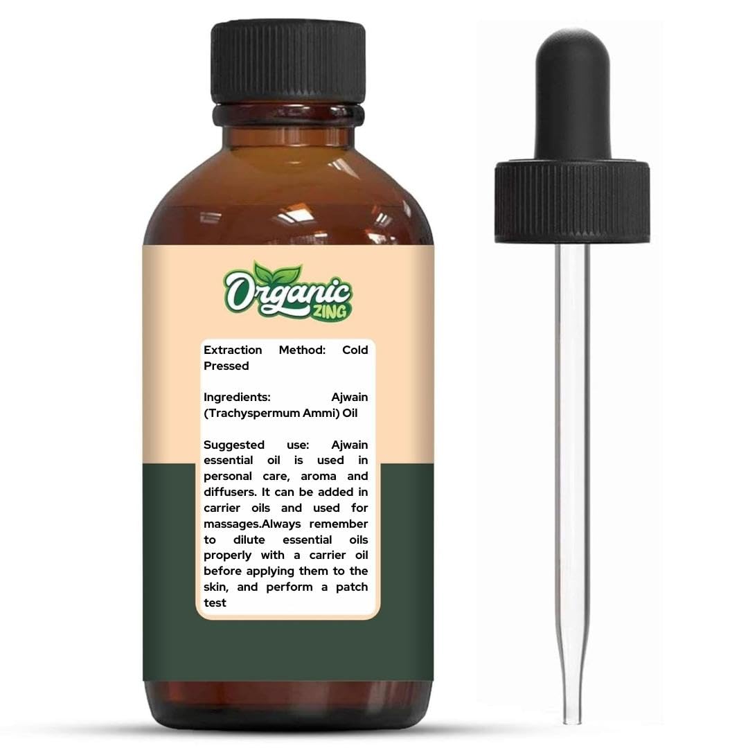 Organic Zing Ajwain (Trachyspermum Ammi) Oil | Pure & Natural Essential Oil for Skincare, Hair Care & Massage