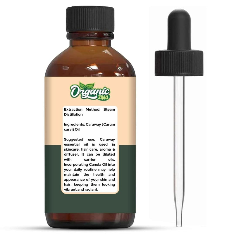 Organic Zing Caraway (Carum carvi) Oil | Pure & Natural Essential Oil for Skincare, Hair Care, Aroma & Diffuser