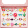 Cute 24 Pcs Little Girls Hand Ring, Adjustable Rings Toddlers Pretend Play and Dress Up Rings For 4 To 12 Year Old Girl Dimond Ring