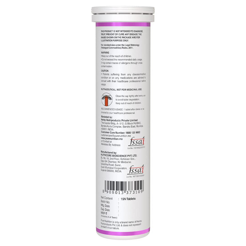 Pure Nutrition Glutathione 500mg with Vitamin C & Saffron Effervescent Tablets