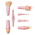 Gleva 4-in-1 Travel Makeup Brush Set with Sponge & Blending Brush - Pink