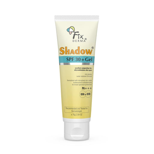 Fixderma Shadow Sunscreen SPF 50+ PA+++ Gel | Sunscreen SPF 50 for Oily, Acne Prone & Normal Skin | Broad Spectrum & UVA & UVB Protection | Lightweight | No White Cast | For Unisex - 75G