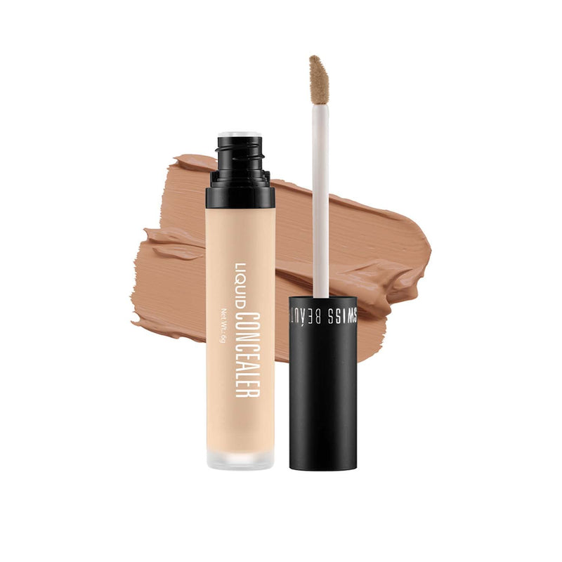 Swiss Beauty Liquid Light Weight Concealer With Full Coverage |Easily Blendable Concealer For Face Makeup With Matte Finish | Shade- Light - Moyen, 6g